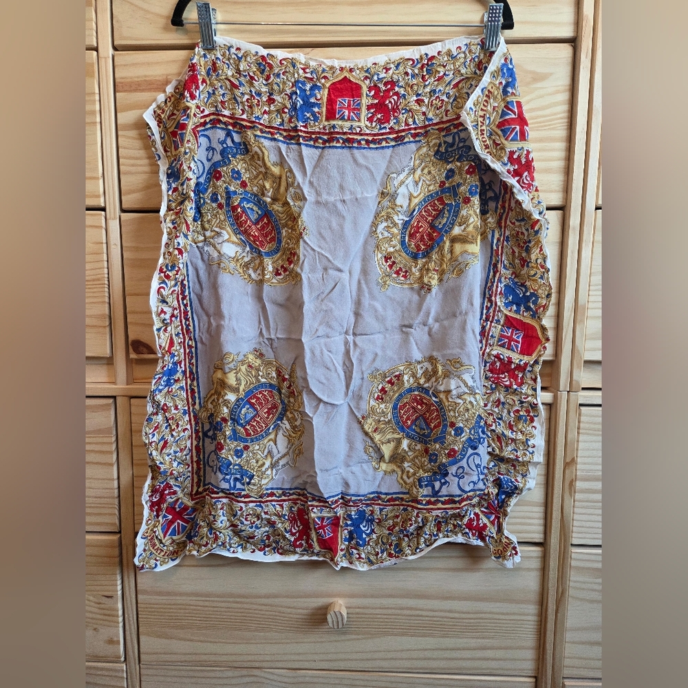 British Coronation 1950s Queen Elizabeth II Dieu Et Mon Droit Scarf